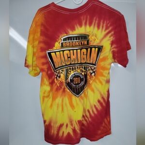 Racing Tie-dye Brooklyn Michigan Rare Vibrant Flames Graphic T-Shirt Large